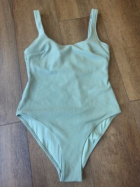 Textured One-Piece Swimsuit in Sage Green 
Size S